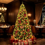8 FT Pre-Lit Artificial Christmas Tree with 600 Dual Color LED Lights, 1605Branch Tips Hinged PVC Xmas Tree with Remote Timer 9 Lighting Modes Foldable Metal Stand for Indoor Holiday Decor - Image 7