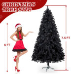 7.5 FT Pre-lit Artificial Christmas Tree, Hinged Xmas Pine Tree with 1350 Branch Tips, 400 Lights and Remote Control for Holiday Party Office Home, Black - Image 6