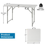 4ft Foldable Lift Patio Plastic Table White SAME AS 21616655 - Image 38