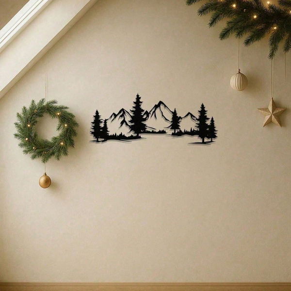 CIFbuy Vintage Mountain Forest Metal Wall Art Rustic Nature Print for Living Room Bedroom Holiday Gift (TikTok, temu pick-up service)