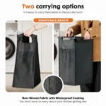 Laundry Hamper with 1 Pull-Out Removable Sorter Bags, Movable Wheels, Freestanding Clothes Basket Organizer in Bathroom, 1 × 18.3Gal (69L) Capacity, Rustic Brown and Black (Shipment from Walmart) - Image 4