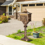 Cast Aluminum Mailbox with Post, Heavy Duty Postal Box with 2 Keys, Baffle Door, Expansion Bolts, Address Panel, In-Ground Large Security Mailbox for Outside, Antique Bronze - Image 9