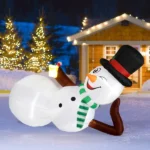 9.8 FT Lighted Christmas Inflatable Decoration, Large Inflatable Lying Snowman, Funny Blow Up Yard Decorations with Built-in LED Lights for Holiday Party Front Yard Lawn Garden Decor - Image 5