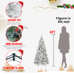 Artificial 7.5ft Flock LED-lit Christmas Tree with 1252PVC/Hard Needle Mixed Branch Tips,Hinged Premium & Foldable Base for Indoor Holiday Decorating - Image 2