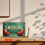 CIFbuy 1pc Vintage Teal & White Metal Smoking Area Sign" Sign, Nostalgic Distressed 2D Flat Wall Art, Wall Art, Waterproof Decorative Signage For Home Smoking Area SikTok, Smoking Area SikTok, t Self-pickup Logiopics - Image 4