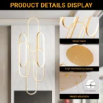 High Ceiling Chandelier Modern LED Ring Pendant Light 3 Color Dimmable Gold Chandeliers Contemporary 78in Hanging Light Fixture with Remote Control for Foyer Entryway Staircase - Image 6