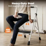 Step ladder, 2-Step Ladder Stool, 800lbs Capacity, Anti-Slip Treads & Handles, Foldable , Grey/Black (Shipment from Walmart) - Image 3