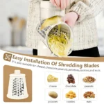 Rotary Cheese Grater & Vegetable Slicer, 5 Stainless Steel Blades, Powerful Suction Base, Quick Shredding for Cheese, Potato, Carrot, Cucumber & Easy Meal Prep - Image 9