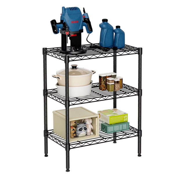 ba958def-0187-4ba8-a6c7-a87e66dbe45e.png 3-Tier Storage Shelf Unit,31-Inch Metal Wire Shelving Rack ,Adjustable Layer Height,for Kitchen Garage Living Room, Black - Image 1