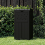 33 Gallon Outdoor Trash Can, Layered Lid with Drip Tray, Waterproof Garbage Bin for Patio, Deck, Backyard, Black