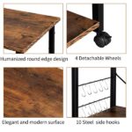 Baker's Rack 3-Tier Kitchen Utility Microwave Oven Stand Storage Cart Workstation Shelf(Vintage Board Top Black Metal Frame) - Image 5