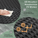 [Replace old code: 87829965] Outdoor PE Wicker Side Table with Storage, Patio Rattan End Table Square Container for Furniture Covers, Toys and Gardening Tools, Black - Image 9