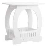Side Table with Storage, Nightstand End Table for Small Spaces, Modern Arch Design Bedside Table for Indoor Outdoor, White