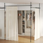 Drill-Free L-Shaped Room Divider Curtain Rod, Adjustable 28"-142"W x 4-10 ft H Heavy-Duty Partition Rod- Black - Image 4