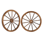[Same Code 06108221]2pcs 30-Inch Old Western Style Garden Art Wall Decor Wooden Wagon Wheel Brown - Image 2