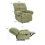 Camel Recliner Chair, Overstuffed Armchair, Manual Recliner, Living Room Seating, Reading Chair, Padded Footrest, Home Theater Seating, Ergonomic Lounge Chair, Soft Fabric Recliner, Furniture. - Image 2