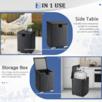 40*40*57cm Iron Frame Gas Bottle Storage Rattan Side Table Black Gradient - Image 4