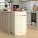 10-Gallon Woodgrain Tilt-Out Trash Can Cabinet Wooden Garbage Recycling Cabinet with Wave-Textured Hideaway Drawer&Pull-Out Bin-Multipurpose Kitchen/Bath Organizer in Antique White Finish - Image 7