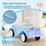 Kids Ride On Sliding Car, Foot-to-Floor Toy with LED Lights & Horn (Blue 19-36 Months) - Image 9