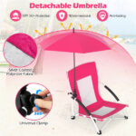 2 Pack Pink Umbrella Chair for Adults with Adjustable Parasol Portable Backpack Beach Chair - Image 5