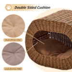 Handwoven Cat Cave House - Indoor Kitten Bed with Double-Sided Seasonal Mats, Sturdy Pet House for Multiple Cats, Suitable for Living Room & Bedroom - Image 4