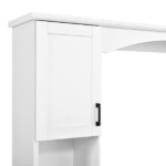 Farmhouse Arched Computer Desk with Hutch, Mid-Century Walnut Home Office Workstation with Charging Station & Keyboard Tray, All-in-One Writing Desk with File Drawer for Study, Office, White - Image 9