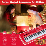 Red 37 Keys Kids Electronic Keyboard with Microphone, 8 Tones & 8 Rhythms Piano Toy for Ages 3+ - Image 12