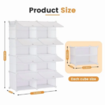 4-Tier Shoe Rack with Side Hooks, 32-Pair Capacity Sturdy Metal Frame Storage Organizer, White&Black Plastic Panel Shelf for Entryway, Bedroom&Dressing Room White(Shipment from Walmart) - Image 2