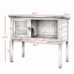 Gray Indoor/Outdoor Elevated Rabbit Hutch – Wooden Bunny Cage with Hinged Asphalt Roof & Removable Cleaning Tray - Image 3