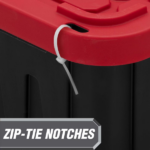 (Pack of 4) 17 Gallon Medium Storage Bin Low Profile with Snap Lid, Black and Red, Heavy Duty Plastic Storage Container - Image 3