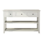 Console Table with Wood Frame and Legs, Sofa Table Entryway Table with 3 Drawers and 2 Open Shelves Antique White - Image 7