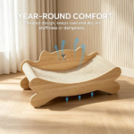 Cat Scratcher Bed for Indoor Cats Kitten Bed Cat Hammock with Solid Wood Frame Wear Resistant Sisal Backrest Design Cats Scratcher Lounge, Wooden Cat Furniture - Image 4