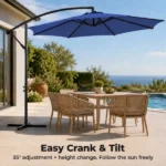 9.8FT Offset Cantilever Patio Umbrella with Crank & 8 Ribs, Easy Tilt Adjustment, UV Protection for Backyard Patio Lawn,blue - Image 3