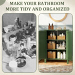 Forest Green MDF Painted with Vertical Stripes, 60*30*80cm, Double Door Bathroom Vanity - Image 12