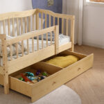 Vertical Fence Wood Painted Pine Toddler Bed with Bottom Drawer and Side Car Bed - Image 15