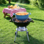 Cast iron 5QT cooking pot - Gradient blue - Includes two silicone gloves - Enamel pot - Image 7