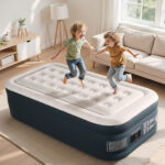 Twin Air Mattress with Built-in Pump, 18in Raised Comfort Blow up Mattress, Double Chamber Airbed, 2min Quick Inflation/Deflation Inflatable Mattress for Home Guests Camping, Gray & White - Image 22