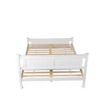 Queen Single Bunk Bed Painted + Melamine Veneer & Pine + MDF Bed Frame Vertical Striped Decorative Bed Frame 63.78*83.46*37.8in White - Image 15