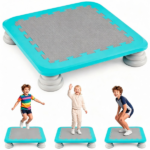25.5 Inch Kids Mini Trampoline with Non-Slip EVA Jumping Surface, Rounded Edge PU Foam Foot Pads Compact Indoor Outdoor Balance Bounce Toy for Toddlers Ages 3+ Blue - Image 3