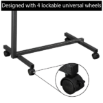 Multifunctional Adjustable Bedside Table MDF + Iron Movable Sofa Side Table 4-Wheeled Small Computer Desk with Brakes 26.5*16.5*27~44in Dark Wood Grain Color - Image 16