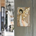 CIFbuy Golden Angel III Vintage 2D Flat Metal Wall Art, Art, 8x12 Inch Beige Golden Brown Aluminum Plaque, Aluminum Plaque, Lightweight Angel Statue Decor 2D ikTok, 2D ikTok, um Plaque Self-x1ckup Logiopor - Image 2
