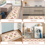 Boho Kitchen Rug Sets 3 Piece with Runner Non Slip Kitchen Rugs and Mats Washable Kitchen Mats for Floor Thick Kitchen Floor Mat Carpet Runner Rugs for Hallway Laundry Holiday Decor - Image 8