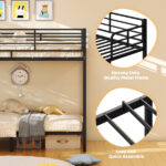 Black Twin Bunk Bed Square Tube High Guardrail Side Ladder Opening Iron Bed - Image 10