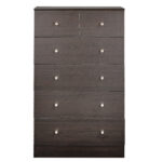 Brown particleboard with a textured melamine finish, 66*40*111cm, 4+2 drawer cabinet, matte gold handles - Image 3