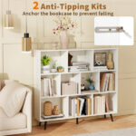 10 Cube Bookcase 3-Tier Modern Storage Organizer with 5 Metal Legs Bookshelves - Image 9