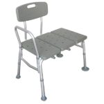 Medical Bathroom Safety Shower Tub Aluminium Alloy Bath Chair Transfer Bench with Back & Handle Gray - Image 5