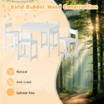 Kids Wooden Table and Chairs Set (1 Table + 4 Chairs), Rubber Wood Toddler Activity Set (White - Image 9