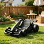 Black 24V Kids Go Kart – 7.5 MPH with Slow Start, Adjustable Seat for Lawn Play - Image 7