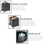 Collapsible Utility Cart, Plastic, Black, 16.5" x 14.5" x 15.75" - Image 3