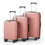 V-shaped stripes 3-in-1 PP trolley case 20in 24in 28in PP iron trolley fashionable color - rose gold (grain pattern) - Image 2
